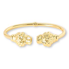 Bellezza Polished Lion Head Hinged Cuff Bangle Bracelet
