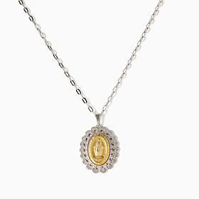 Bellezza Virgin Mary Lace Oval Pendant Necklace