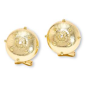 Bellezza White Topaz Accented Bronze-Plated Dome Earrings