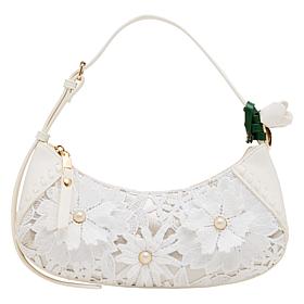 Betsey Johnson Lacey Crochet White Shoulder Bag