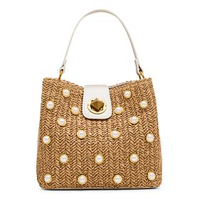 Betsey Johnson Pearl Raffia Bucket Bag