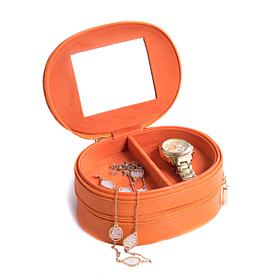Bey-Berk Orange "Lizard" Leather 2-Level Jewelry Case