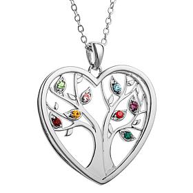 Birthstone Family Tree of Life Heart Necklace