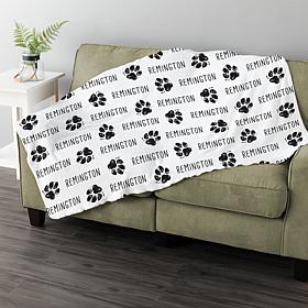 Black Paw Print Pattern Personalized Throw Blanket