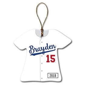 Blue Baseball Jersey Personalized Ornament