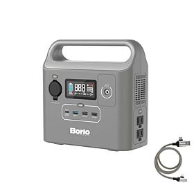 BORIO 60,000mAh Power Station w/AC & USB Outlets, Light, 3-in-1 Cable