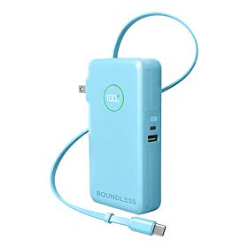 Boundless 10,000 mAh Power Bank w/AC Plug & Retractable Type-C Cable