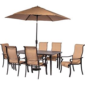 Brigantine 7pc Outdoor Set - Cast-Top Table/9' Umbrella