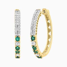Bright Halo Lab Grown 0.50 ctw Gemstone & Diamond Hoop Earring, Ste...