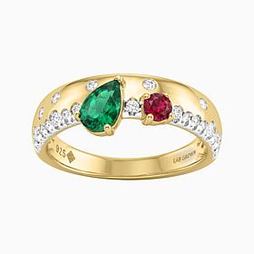 Bright Halo Lab Grown Diamonds 0.25 ctw Mixed Gemstone & Diamond Ri...