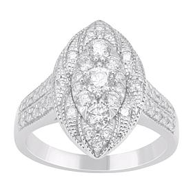 Bright Halo Lab Grown Diamonds 1.00 ctw Marquise Ring, 10k Gold