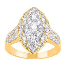Bright Halo Lab Grown Diamonds 1.00 ctw Marquise Ring, 10k Gold