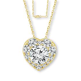 Bright Halo Lab Grown Diamonds 10K Gold 1.5ctw Heart Pendant and Chain