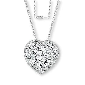 Bright Halo Lab Grown Diamonds 10K Gold 1.5ctw Heart Pendant and Chain