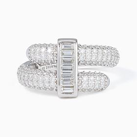 Bright Halo Lab Grown Diamonds 1.40 ctw Pave & Baguette Ring, Sterling