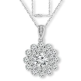 Bright Halo Lab Grown Diamonds 14K 2ctw Pavé Floral Pendant with Chain