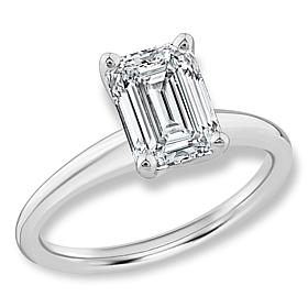 Bright Halo Lab Grown Diamonds 14K Gold 2ct Emerald Cut Solitaire Ring