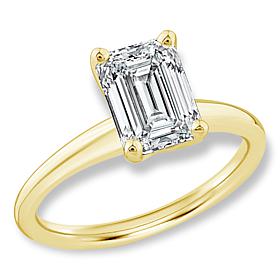 Bright Halo Lab Grown Diamonds 14K Gold 2ct Emerald Cut Solitaire Ring