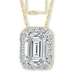 Bright Halo Lab Grown Diamonds 14K Gold 3/4ctw Halo Pendant with Chain