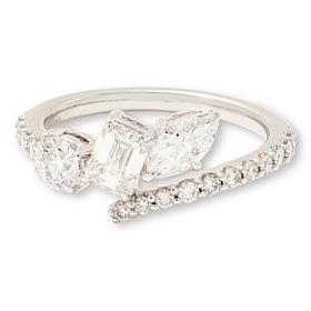 Bright Halo Lab Grown Diamonds 14K White Gold 1.51ctw Bypass Ring