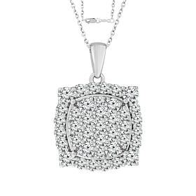 Bright Halo Lab Grown Diamonds 1.50ctw Cushion Halo Cluster Pendant