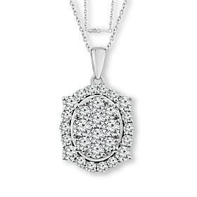 Bright Halo Lab Grown Diamonds 1.50ctw Oval Halo Cluster Pendant