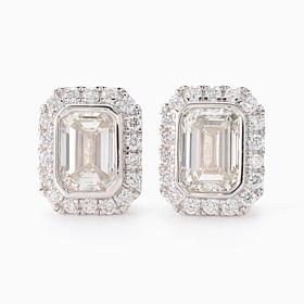 Bright Halo Lab-Grown Diamonds 1.75ctw Emerald-Cut Halo Stud Earrings