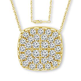 Bright Halo Lab Grown Diamonds .52ctw Pavé Cushion Pendant with Chain