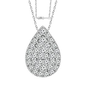 Bright Halo Lab Grown Diamonds .53ctw Pavé Pear Pendant with Chain