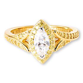 Bright Halo Lab Grown Diamonds .77ctw Gold-Plated Marquise Ring