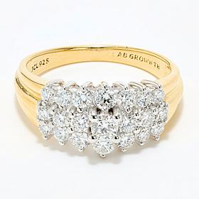 Bright Halo Lab Grown Diamonds .95ctw Graduated Cluster Band Ring