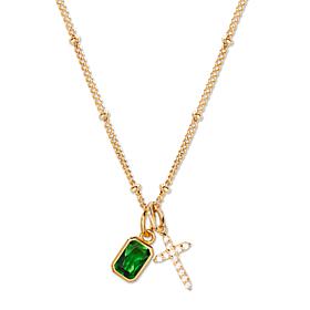 Brook & York Josephine 14K Gold-Plated Cross Birthstone Necklace