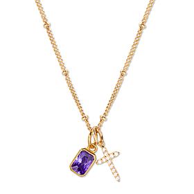 Brook & York Josephine 14K Gold-Plated Cross Birthstone Necklace