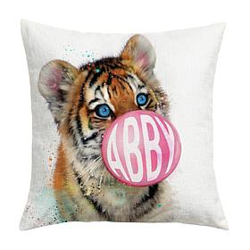 Bubble Gum Tiger Personalized 17" Throw Pillow