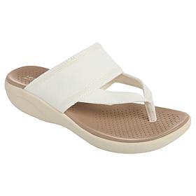 BZees Canvas Bright Thong Wedge Sandal