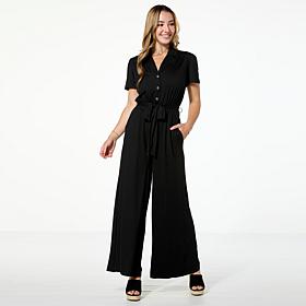C Wonder Button-Down Wide-Leg Jumpsuit