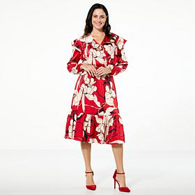 C Wonder Crepe Georgette Ruffle Dress