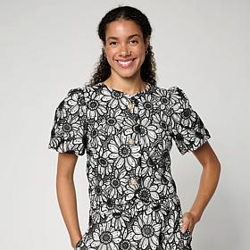 C. Wonder Embroidered Cutwork Puff-Sleeve Top