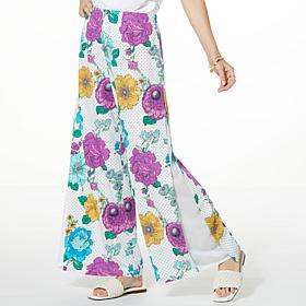 C Wonder Floral Crepe Wide Leg Gusset Pant 