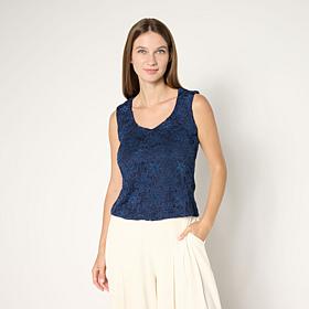 C Wonder Knit Lace V-Neck Tank
