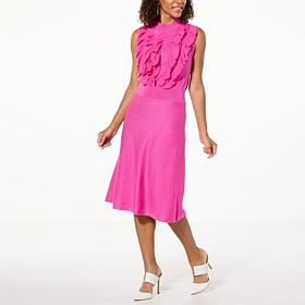 C Wonder Luxury Yarn Ruffle Mock-Neck Dress