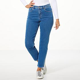C Wonder Metallic Stripe Slim Straight-Leg Jean