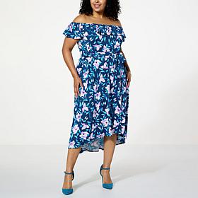 C Wonder On/Off the Shoulder Flounce Dress