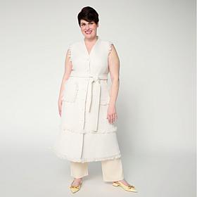 C Wonder Tweed Fringe Trim Vest Dress