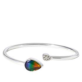 Canadian Ammolite Gems Ammolite and White Topaz Bangle Bracelet