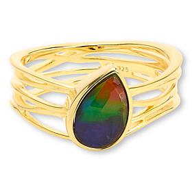 Canadian Ammolite Gems Ammolite Pear Statement Ring