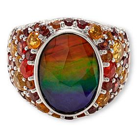 Canadian Ammolite Gems Multigemstone Statement Ring
