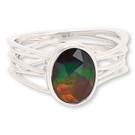 Canadian Ammolite Gems Oval Ammolite Statement Ring