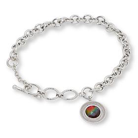Canadian Ammolite Gems Round Ammolite Charm Toggle Bracelet