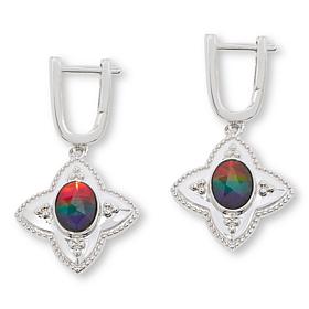 Canadian Ammolite Gems Sterling Silver Ammolite Flower Drop Earrings